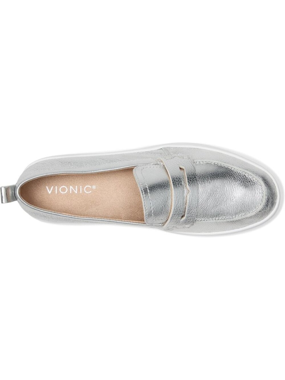Women's Silver Metallic Round Toe Slip On Uptown Platform Hybrid Penny Loafer